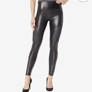 Spanx Black Moto Faux Leather Leggings Size M
